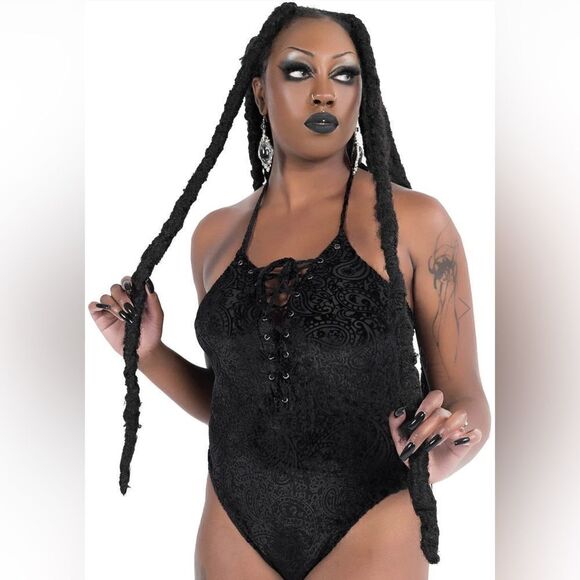 NWT Killstar mydnyte velvet black bodysuit - Picture 1 of 3